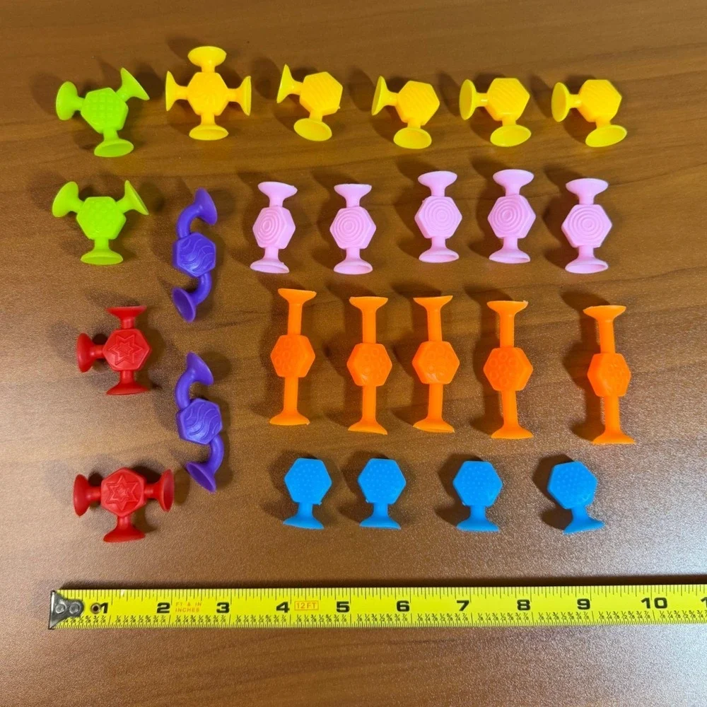25pc Textured Suction Cup Building Toys Kids Sensory Stacking Construction Set